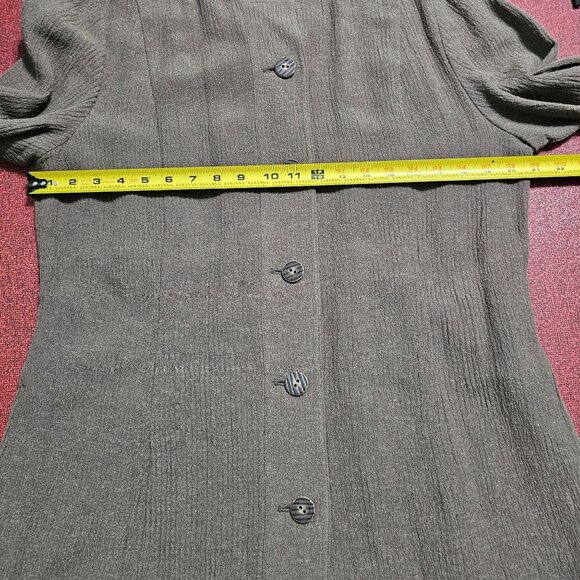 VTG J. Jill Hemp/Silk Blend Button-Front Jacket L Brown Pockets Textured Relaxed - Picture 6 of 11